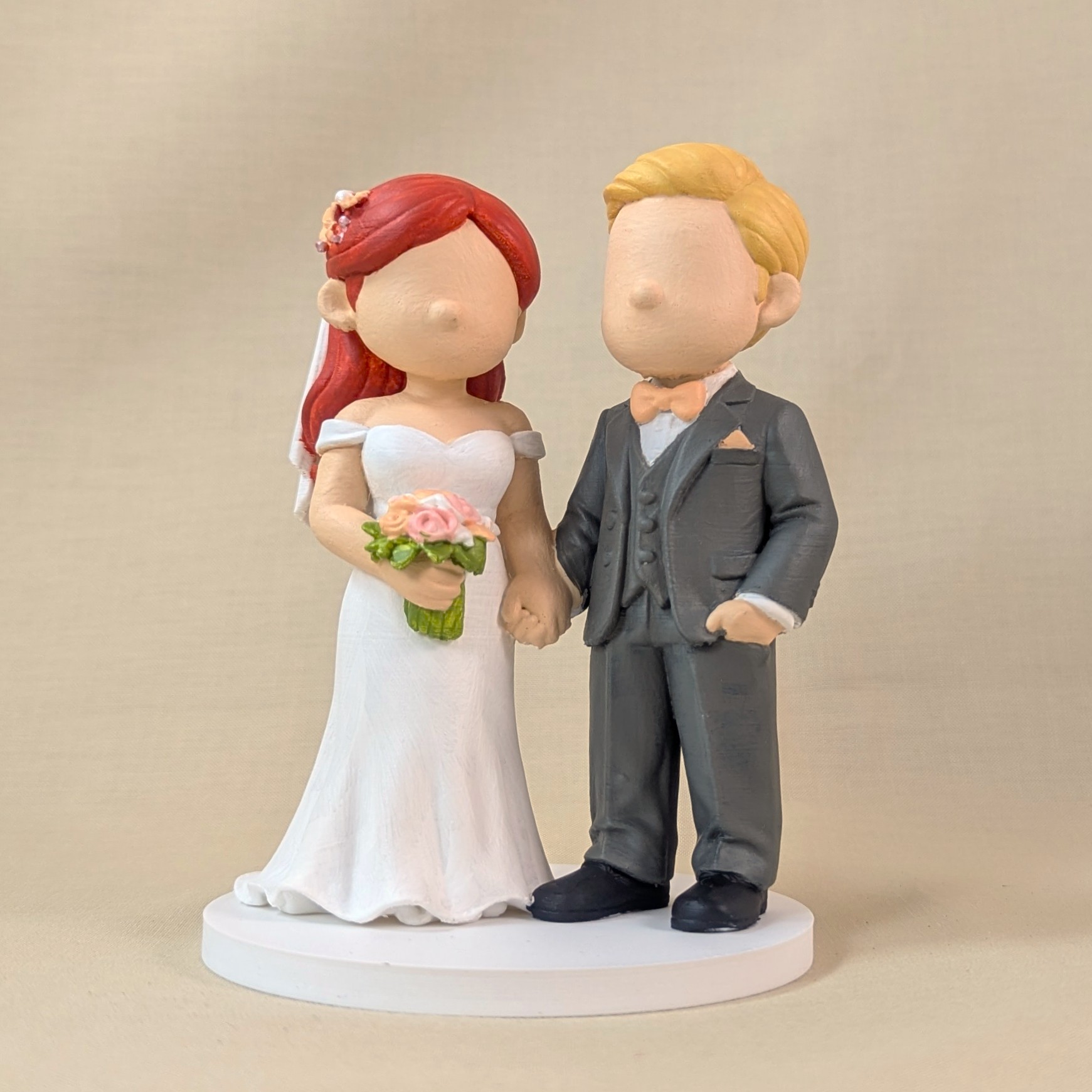 Hand-painted custom wedding cake topper made in Denton Texas